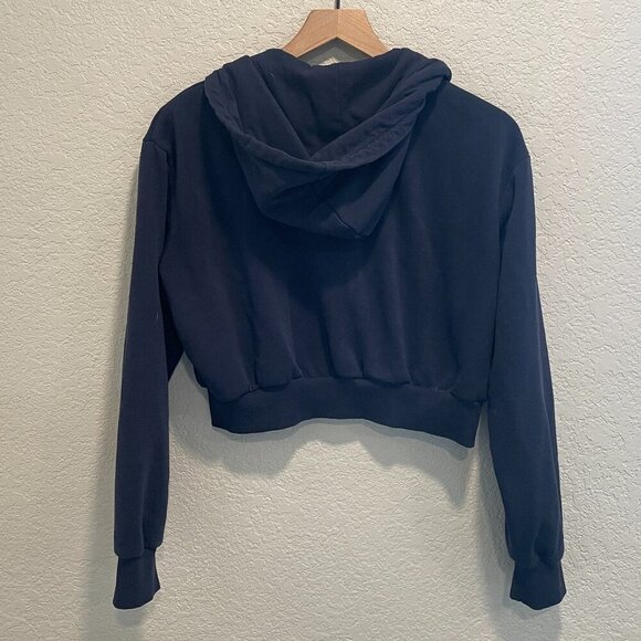 H&M Divided Navy Cropped Zip Front Hoodie Sweatshirt M - Picture 2 of 4
